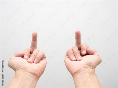Man hand show double middle finger on white background Stock Photo | Adobe Stock
