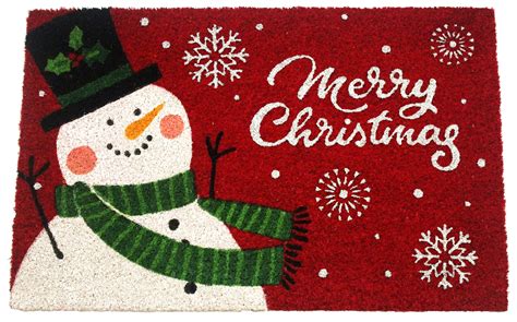 Holiday Coir Doormat Christmas Welcome Mat Entry, Front Door Outdoor ...
