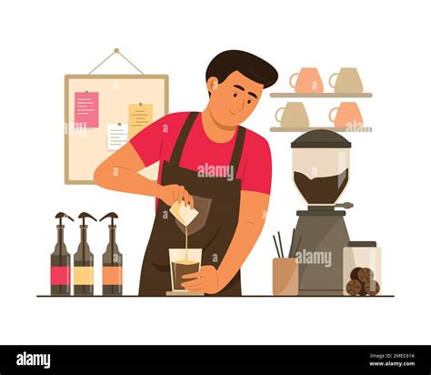 Man in apron barista Stock Vector Images - Alamy