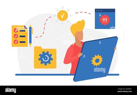 Man using tablet work Stock Vector Images - Alamy