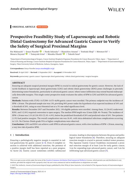 (PDF) Prospective Feasibility Study of Laparoscopic and Robotic Distal ...