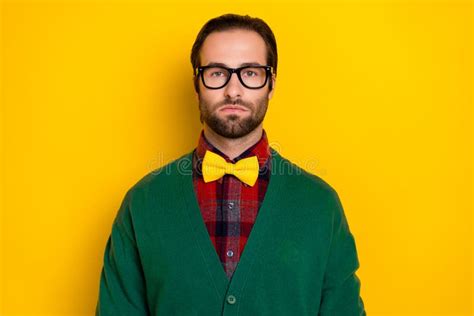 Photo of Focused Concentrated Person Calm Face Wear Dandy Clothes ...