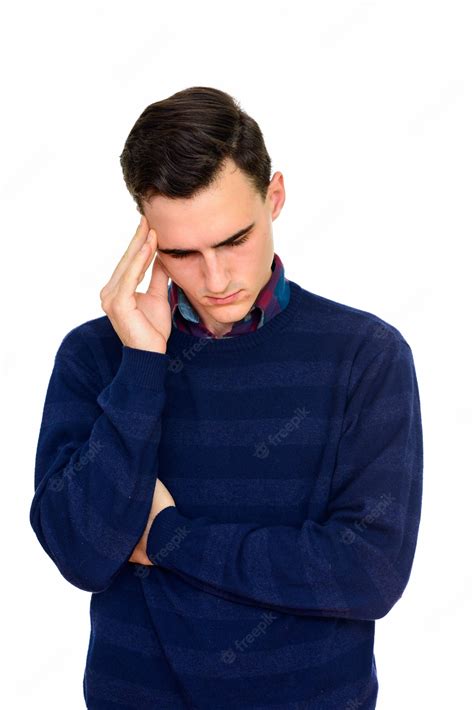 Premium Photo | Stressed caucasian man thinking isolated on white