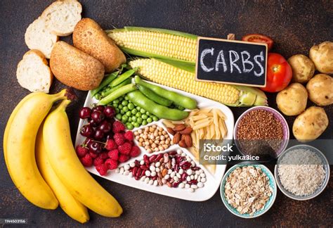 Healthy Products Sources Of Carbohydrates Stock Photo - Download Image ...