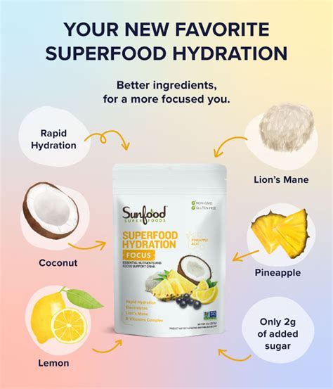 Electrolyte Drink Powder, Superfood Hydration, Focus, 8oz | Sunfood