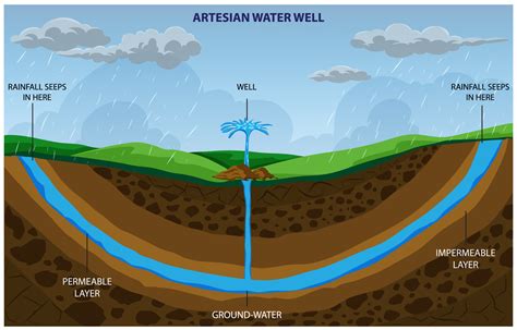 An artesian well taps into a confined aquifer, providing water without ...