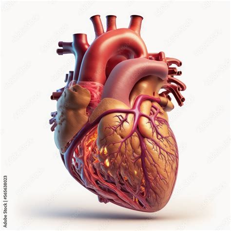 Detailed illustration of a healthy human heart anatomy model medical ...