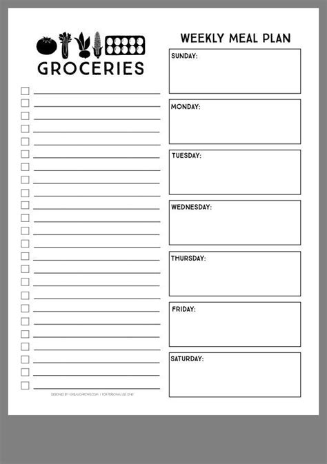 Printable Grocery List And Meal Planner