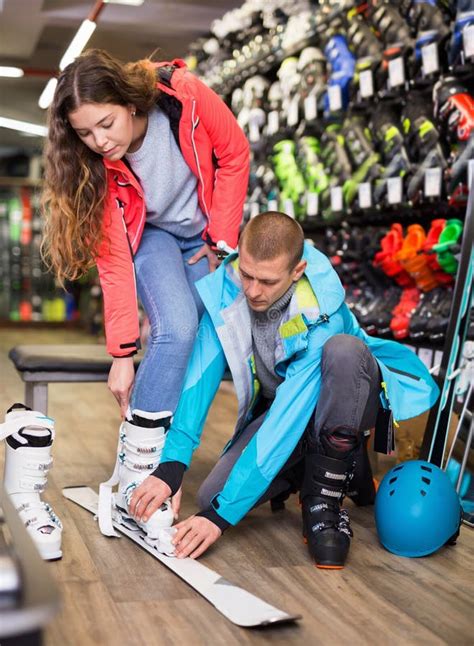 Man is Trying on Boots Which he Choose Stock Image - Image of blue, leisure: 201184663