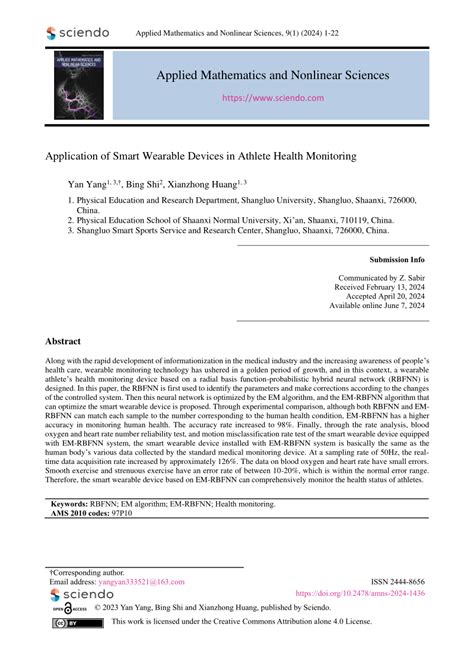 (PDF) Application of Smart Wearable Devices in Athlete Health Monitoring