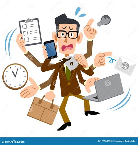 Too Busy Man with Brown Jacket Wearing Glasses Stock Vector ...