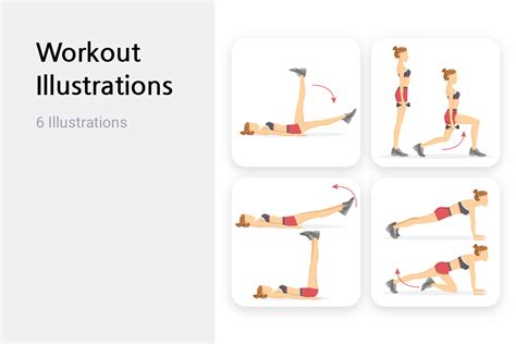 Workout Illustration Pack - 6 Gym & Fitness Illustrations | SVG, PNG ...