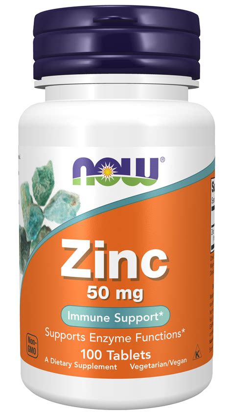 NOW Supplements, Essential Zinc Gluconate 50mg, Vegan, Supports Enzyme Functions, Immune Support ...