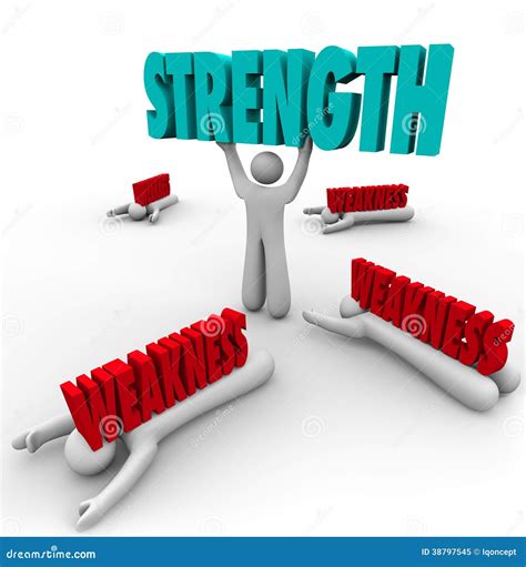 Strength Vs Weakness Person Lifting Word Strong Stock Illustration ...