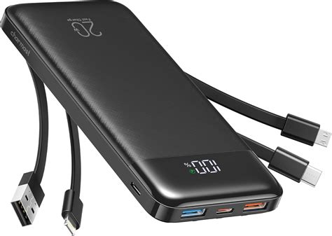 Amazon.com: charmast 20000mAh Portable Charger with Built in Cables, 22 ...