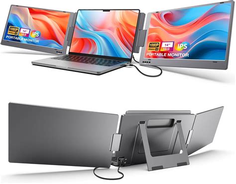 Amazon.com: KYY Triple Portable Monitor for Laptop, 14'' FHD 1080P USB ...