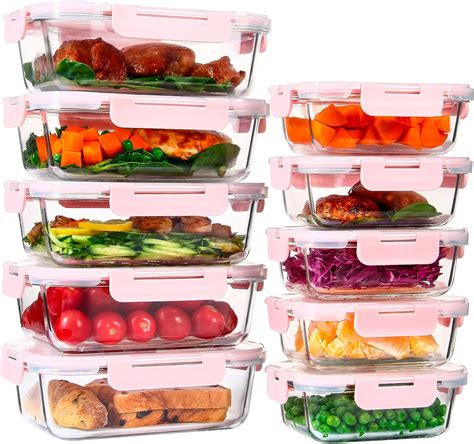 Amazon.com: UMEIED 10 PACK Glass Food Storage Containers with Leak Proof Lids, Glass Airtight ...