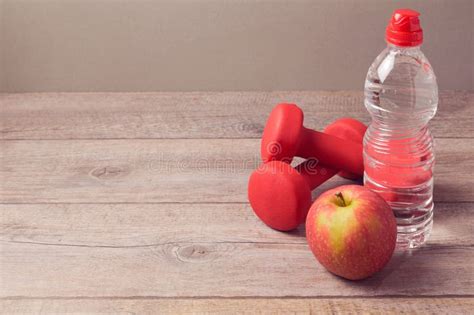 Healthy Lifestyle Concept with Bottle of Water and Apple Stock Image ...