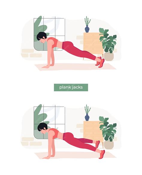 Premium Vector | Women doing plank jacks exercise