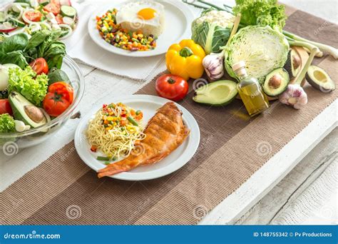 Organic Healthy Food on the Dining Table Stock Photo - Image of greens, cater: 148755342