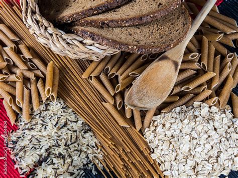 different types of natural whole grain foods Stock Photo | Adobe Stock