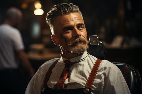 Premium AI Image | Barber using a classic hot lather brush for a ...