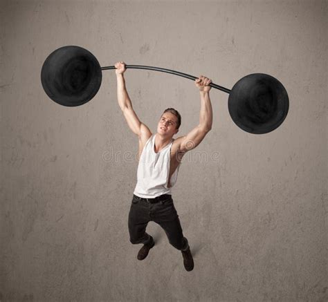Muscular Man Lifting Weights Stock Photo - Image of dumbbell, body ...