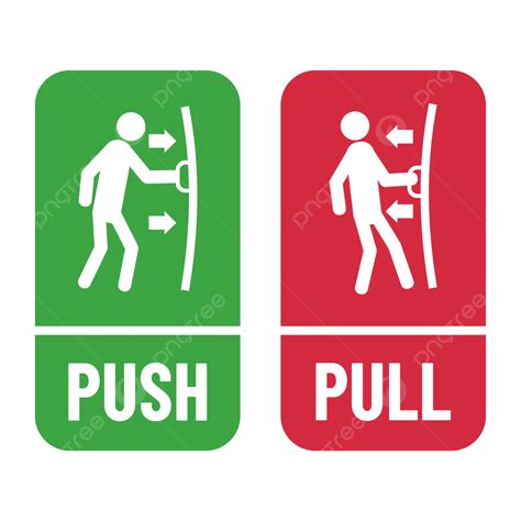 Push And Pull Sign With Gesture Illustration In Green Red Colors Vector ...