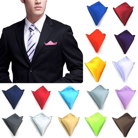 Premium Handkerchief Solid Plain Wedding Silk Satin Men Suit Pocket Square US | eBay