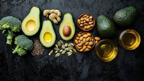 Healthy Fats Food: Avocados, Nuts, Seeds, and Oils High Quality Image ...