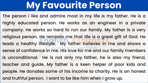 My Favourite Person/My Favourite Personality [100, 150, 200, 250 Words]
