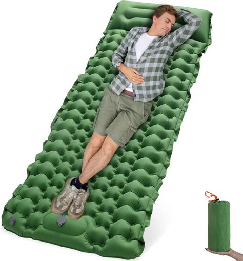 Amazon.com: Camping Sleeping Pad, Ultralight Inflatable Camping Mat with Pillow Built-in Foot ...