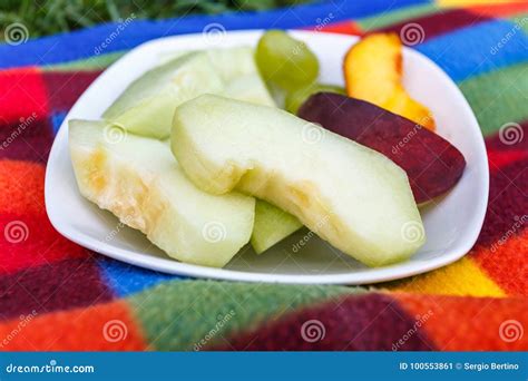 Healthy Snack of Sliced Fresh Fruit Stock Image - Image of slices, blanket: 100553861