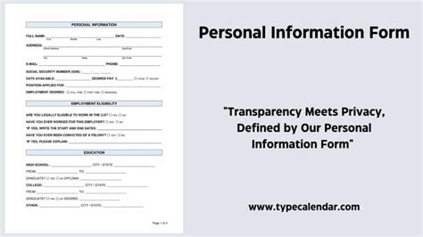 Free Printable Personal Information Form Templates [PDF, Word] Basic