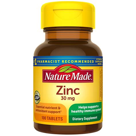 Nature Made Zinc 30 mg Tablets, 100 Count for Immune System Support - Walmart.com - Walmart.com