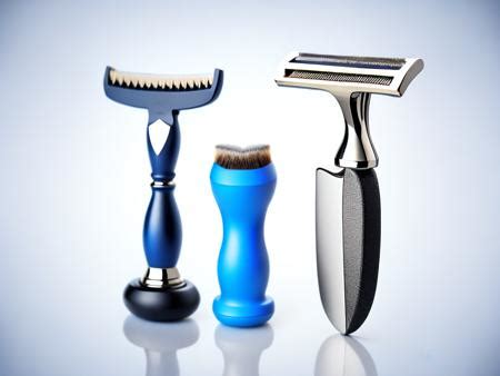 Three different types of shaving tools on a white background Image ...