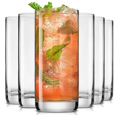 Buy JoyJolt Faye 13oz Highball Glasses, 6pc Tall Glass Sets. Lead-Free ...