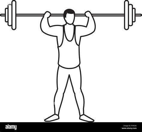 man lifting weights over white background, vector illustration Stock ...
