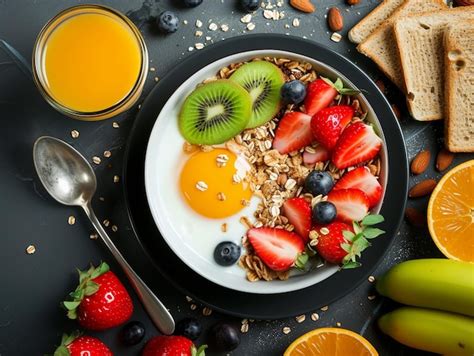 Balanced Breakfast Plate with Fresh Juice | Premium AI-generated image