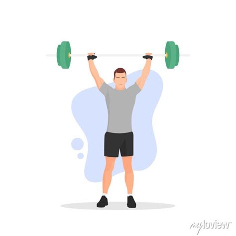 Standing muscular man lifting weights. male bodybuilder icon. posters ...