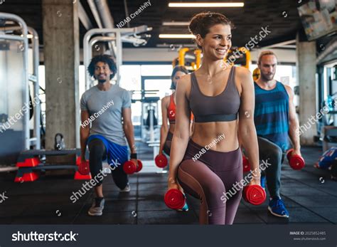 Happy Diverse People Exercise Together Gym Stock Photo 2025852485 ...