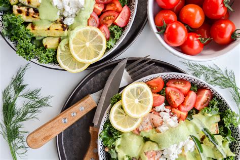 Greek Chicken Nourish Bowl with Creamy Lemon Dill Dressing | Paleo ...