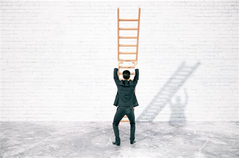 Premium Photo | Obstacle overcoming concept with ladder