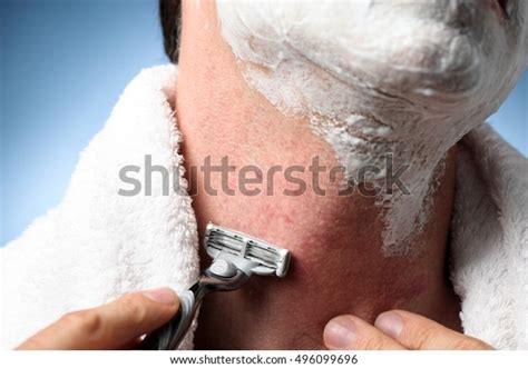 Closeup Man Shaving Razor Burn Stock Photo (Edit Now) 496099696