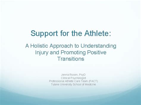 Support for the Athlete A Holistic Approach to