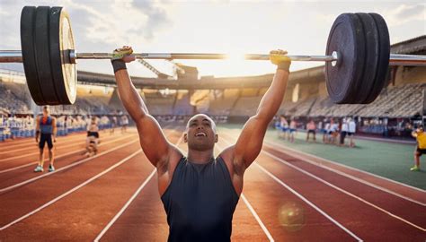 A weightlifter lifting a heavy barbell above their head | Premium AI ...