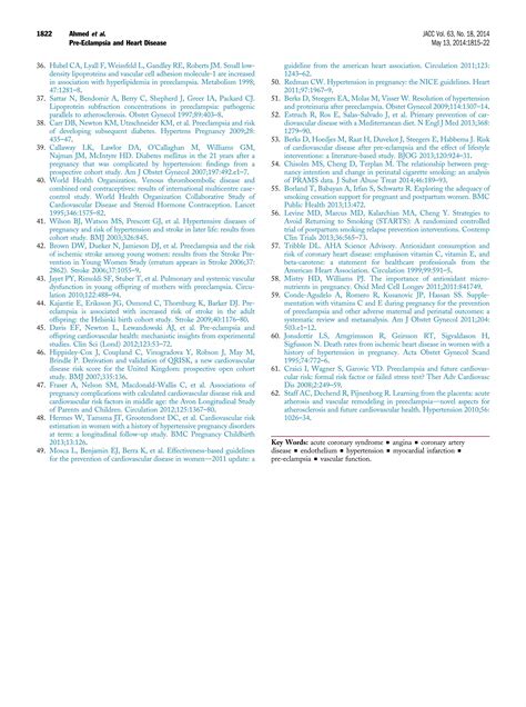 Pre eclampsia and future cv risk among women ahmed jacc 2014 | PDF ...