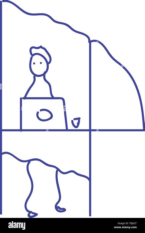 Man coffee working laptop Stock Vector Images - Alamy