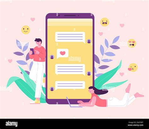 Man girl laptop smartphone Stock Vector Images - Alamy