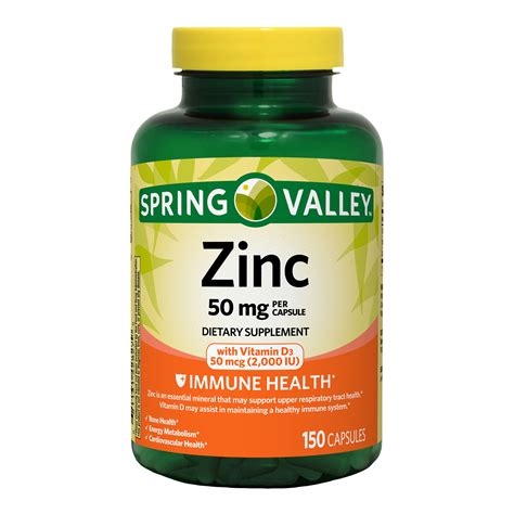 Buy Spring Valley Zinc with Vitamin D Capsules Dietary Supplement, 50 ...